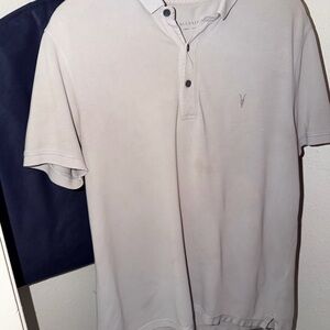 All Saints Light Gray Polo Shirt